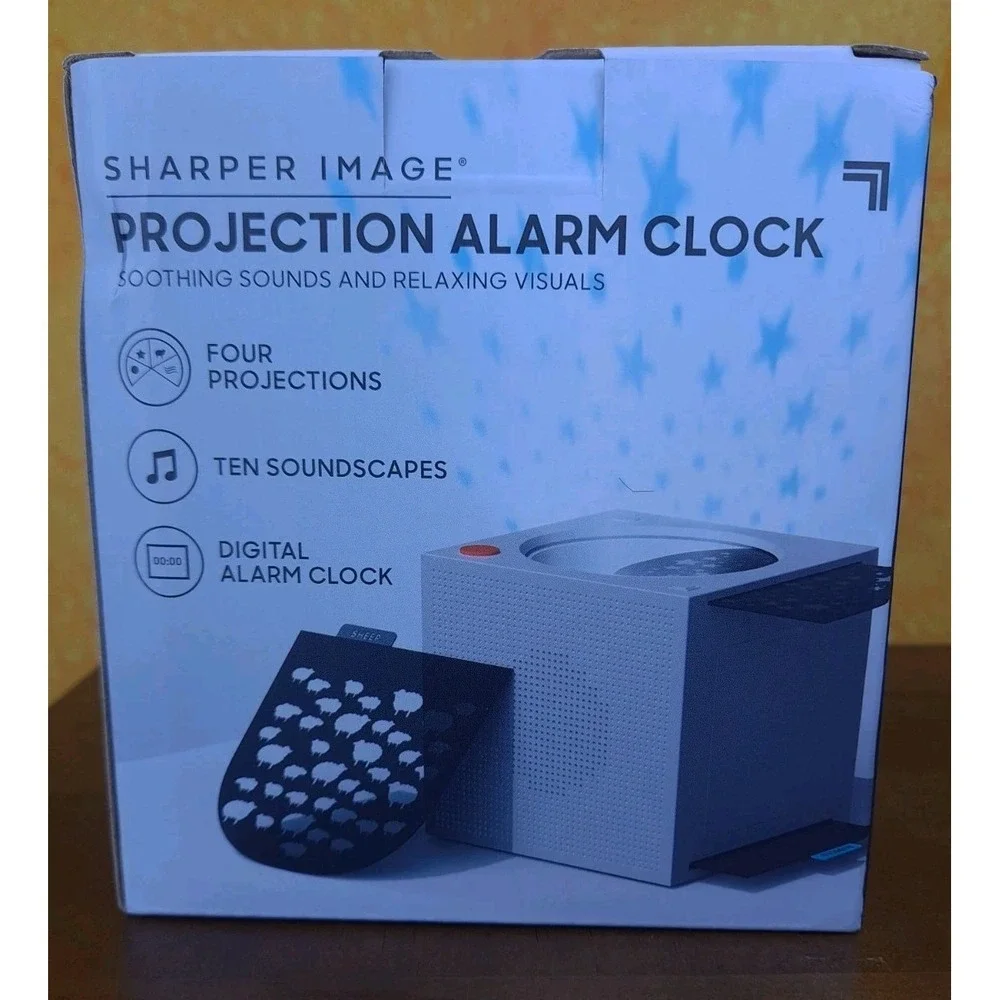 Sharper Image Projection Alarm‎ Clock Soothing Sounds And Relaxing Visuals NIB